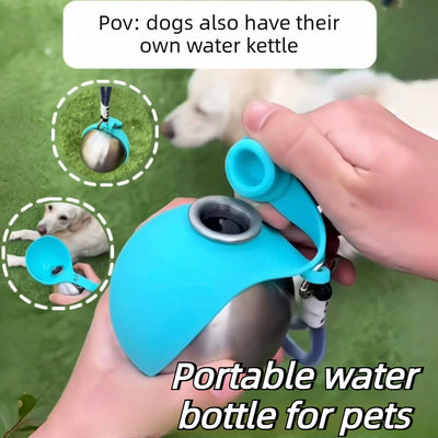 Borraccia per Cani con Ciotola in Silicone Rimovibile, 285 ml in Acciaio Inox, Antifuoriuscita per Attività all'Aperto come le Passeggiate