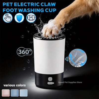 Lavapiedi per animali domestici, elettrica, automatica, pulitore rapido per zampe di cani, portatile, a basso rumore, impermeabile, coppa per i piedi