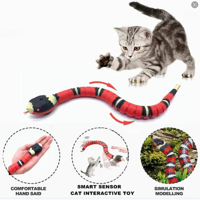 Giocattoli Automatici Interattivi per Gatti, Sensore Intelligente a Serpente, Giocattoli Teaser per Gatti, Ricarica USB, Accessori per Gatti Domestici, Gioco