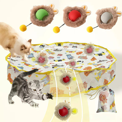 Set di palline giocattolo interattive per gatti, rotolamento veloce in sacchetto, nascondino, giocattolo per gattini attivato dal movimento, giocattolo interattivo per gatti da interno