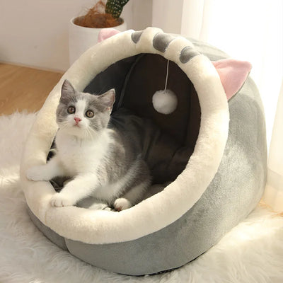 Cuccia per gatti per sonno profondo, cuccia per animali in cartone, pieghevole, rimovibile, lavabile, per cani di piccola taglia, a forma di grotta