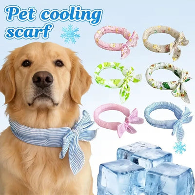 Fascia refrigerante in ghiaccio per animali domestici, Sciarpa rinfrescante traspirante in ghiaccio, Colletto in ghiaccio per cani e gatti contro i colpi di calore, Collare regolabile per gatti, Accessori per animali domestici
