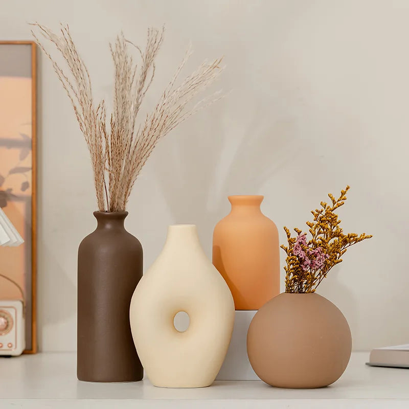 Ceramic Vase White Flower Pot Nordic Decorative Vase Dry Flower Vases for Home Living Room Desktop Decor ваза для цветов