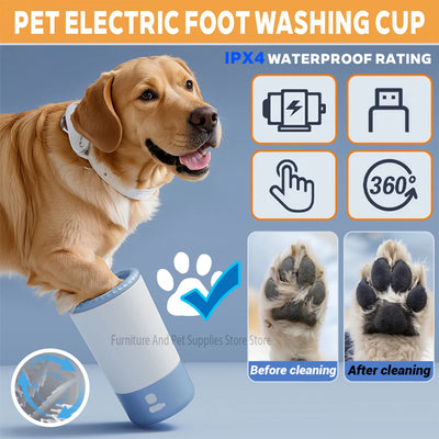 Lavatrice elettrica per zampe di animali domestici, pulitore automatico per zampe di cani, pulitore rapido per zampe di animali domestici, portatile, a basso rumore, impermeabile, tazza per zampe