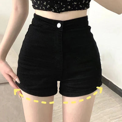 Women's Black High-Waisted Slimming Shorts | Ultra-Short Summer Leggings