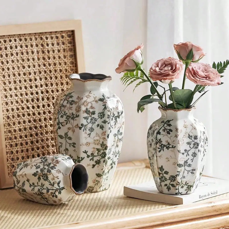 Ice Cracked Ceramic Vase Water Nourishing Flower Arrangement Dried Flower Gift Antique Blue Zen Home Decor Table Centerpiece