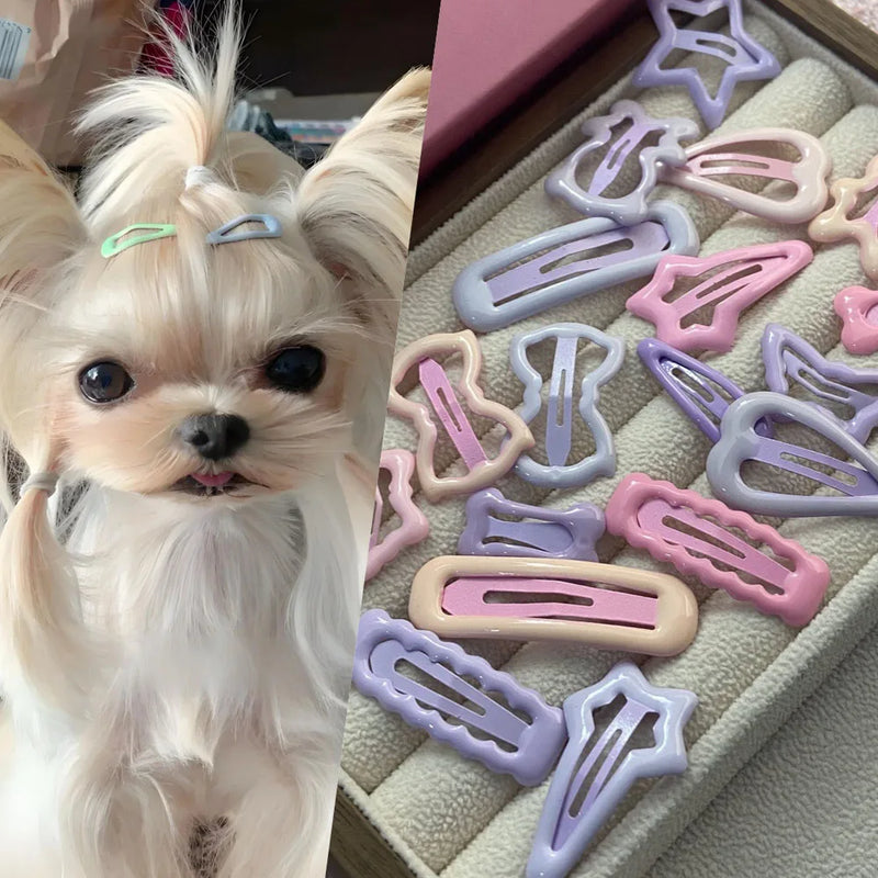 10pcs Candy Color Scheme Pet Hairpins Cat Dog Hair Clip Pin Accessories Hairgrip Headdress Cute Fashion Pet Accessories