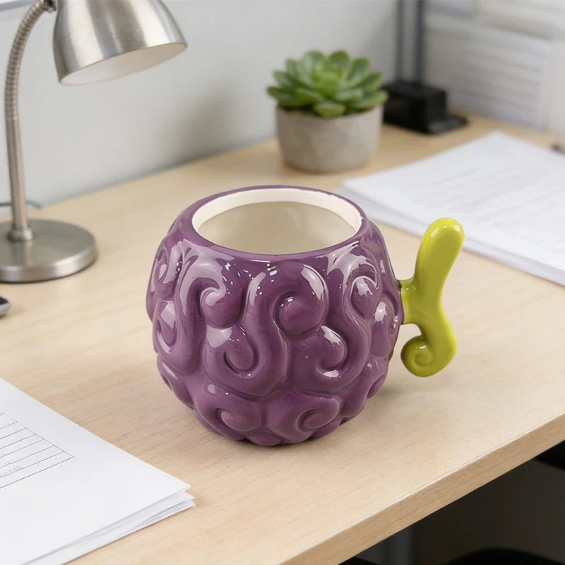 Flame Fruit Ceramic Mug Burning Fruit Design Coffee Cup Creative Anime Style Drinkware for Home Office Daily Use