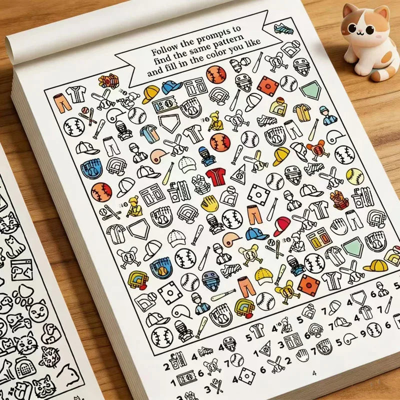 32 Pages Search and Find Activity Book | Look and Color Find Book for Kids | Educational Puzzle Book