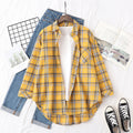 2025 New Cotton Plaid Shirts Women Casual Loose Fine Tops And Blouses Ladies Office Long Sleeve Checkered Shirt Clothes
