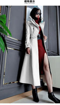 Nerazzurri Spring Runway White Long Leather Trench Coat for Women Long Sleeve Elegant Luxury fashion Womens Coats 2021 Designer