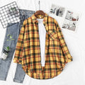 2025 New Cotton Plaid Shirts Women Casual Loose Fine Tops And Blouses Ladies Office Long Sleeve Checkered Shirt Clothes