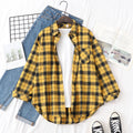 2025 New Cotton Plaid Shirts Women Casual Loose Fine Tops And Blouses Ladies Office Long Sleeve Checkered Shirt Clothes