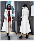 Nerazzurri Spring Runway White Long Leather Trench Coat for Women Long Sleeve Elegant Luxury fashion Womens Coats 2021 Designer