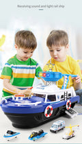 QWZ Big Size Simulation Track Inertia Boat Diecasts Toy Vehicles Music Story Light Ship Model Toy Car Parking Boys For Kids Gift