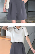 Knee Length Suit Shorts for Women Summer Thin High Waisted A-Line Wide Leg Pants Woman Loose Black Straight Leg Short Shorts
