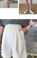 Knee Length Suit Shorts for Women Summer Thin High Waisted A-Line Wide Leg Pants Woman Loose Black Straight Leg Short Shorts