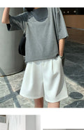 Knee Length Suit Shorts for Women Summer Thin High Waisted A-Line Wide Leg Pants Woman Loose Black Straight Leg Short Shorts