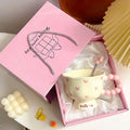 Cute ceramic cup as a holiday gift for girls - water cup with flowers, travel companion cup, coffee cup