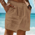 2026 Summer Cotton Linen Shorts for Men Solid Casual Button Pocket Beach Shorts Men's Comfortable Simple Vacation Leiture Pants