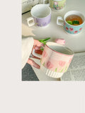 200ml Ceramic Mug Tulip Flower Cup Lovely Maiden Sense Water Cup Couple Style Coffee Cup Kitchen Drinkware Creative Mugs Cute