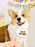 Cat Dog Birthday Bib and Party Hat Teddy Saliva Towel Mini Doggy Bandana Scarf Pet Birthday Dress Up Supplies