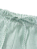 Casual Striped Shorts Women y2k Clothing Drawstring Elastic Waist Loose Fit Wide Leg Bottoms 2000s Aesthetic Streetwear
