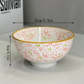 6-Inch Large Capacity Ceramic Bowl with Four Seasons Flower Patternfor Noodles Soup Salad Pasta，Microwave/Dishwasher Safe