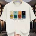 100% Pure Cotton Men's Casual Loose Fashion Letter Pattern Print Breathable Sports Short Sleeved Round Neck T-shirt Top