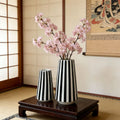 Minimalist Style Black And White Checkered Ceramic Flower Vase, Decorative Plant Pot For Home Bedroom, Living Room, Dining Table