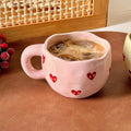 YWDL 1pcs Hand Painted Love Mug Creative Heart  Water Cup Ceramic Milk Mug With Handle Valentine's Day Gift