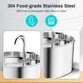 2.2L Automatic Cat Fountain Stainless Steel Pet Water Dispenser Silent Water Pump Circulation Filtering Visual Window（USB）