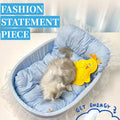 Cute Lace-Trimmed Pet Cat Princess Sofa Bed For Four Seasons  Washable and Removable Soft Plush Oval for Small Dogs/Cats