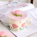 Ceramic Mugs for Milk Coffee Breakfast Ins-Style with Unique Flower Pattern Creative Cups as Perfect Gifts Dormitory Use New