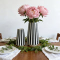 Minimalist Style Black And White Checkered Ceramic Flower Vase, Decorative Plant Pot For Home Bedroom, Living Room, Dining Table
