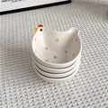 4pcs chicken shaped plates, ceramic seasoning plates, cute mini plates