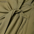 2025 Summer Dress ZANZEA Elegant Women Work OL Dresses Stylish Short Sleeve Slim Fit Party Vestidos Solid Lace Up Sundress Robe