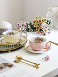 Bone China Coffee Cup Saucer Spoon Set Flower Tea Cups Set European Porcelain Cup and Saucer For Coffee Ceramic Cups Mugs Gift