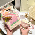 Cute ceramic cup as a holiday gift for girls - water cup with flowers, travel companion cup, coffee cup