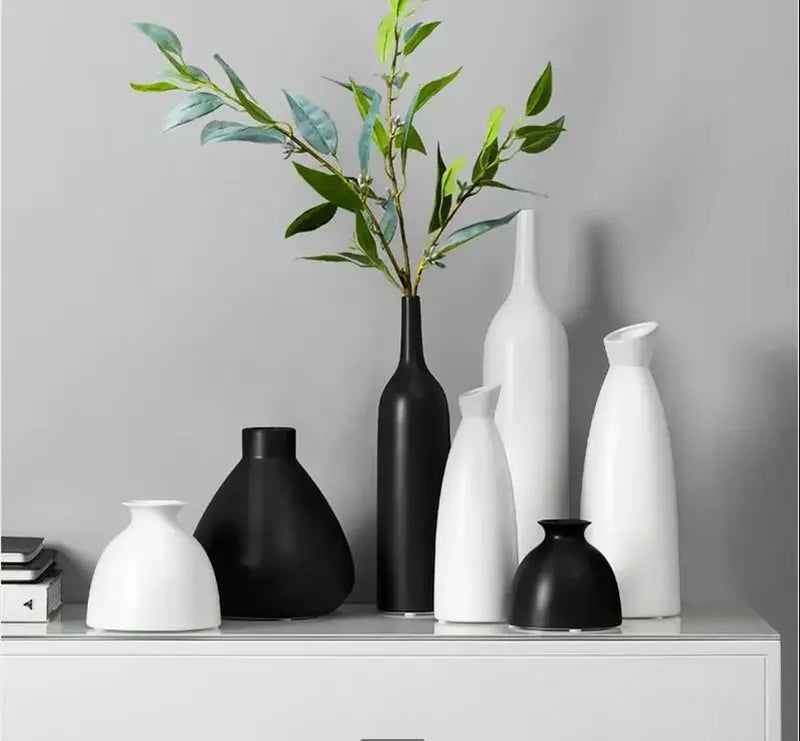 Ceramic Dried Flower Vase Ornament Arrangement Container Tabletop Hydroponic Decorative Vases Home Decorations
