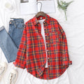 Fresh Flannel Plaid Shirt Women 2026 New Female Blouses and Tops Cotton Loose Long Sleeve Casual Shirts Fine Women's Clothes