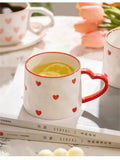 Cute INS style Ceramic Mug Creative Hand-Painted Love Heart Coffee Cup Couples Cup Breakfast Milk tea Mug Valentine's Day Gift
