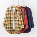 Fresh Flannel Plaid Shirt Women 2026 New Female Blouses and Tops Cotton Loose Long Sleeve Casual Shirts Fine Women's Clothes