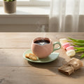 Ceramic Coffee Cup And Saucer Set Tulip Shape Japanese Style Design TeaCup set Drinkware Kitchen,Dining & Bar Coffeeware