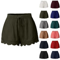 Women Lace Up Shorts Summer Casual Elastic Waist Wide Leg Sweat Fitness Running Short 2024 High Quality Thick Fabric Mini Shorts