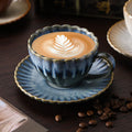 Vintage high-end striped kiln turned ceramic cup, hotel home office milk coffee cup, afternoon tea drinking cup