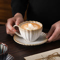 Vintage high-end striped kiln turned ceramic cup, hotel home office milk coffee cup, afternoon tea drinking cup