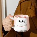 Drinkware 3D Embossed Ceramic Mug Cartoon Hand Painted Milk Mug Cat Pattern 500ml Coffee Cup Home Use