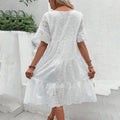 Women's Long Simple Casual Solid Hollow Out Pure Cotton Holiday Style High Waist Fashion Mid-Calf Summer Dresses NEW Vestidos