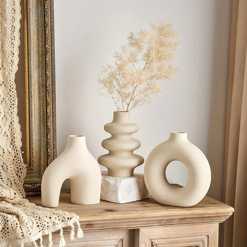 Bohemian ceramic vase set, decorative vase ornaments, wedding living room, bedroom, coffee shop, dining table decoration gifts